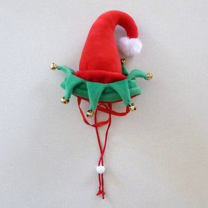 NEW SMALL PET DOG CAT CHRISTMAS HOLIDAY ELF HAT GOLD JINGLE BELLS SIZE: SMALL